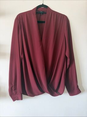 Mossimo|Women’s Draped Surplice Blouse|Burgundy|XL|EUC
